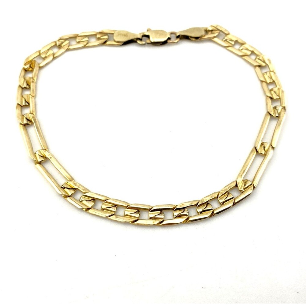 Vintage 14k Gold Filled Chain Bracelet 5 MM Flat Textured Center Curb Links 8 In